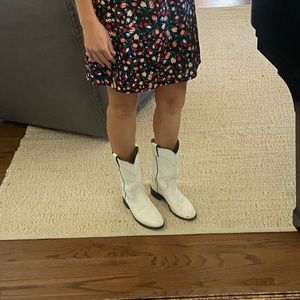 White leather cowboy boots